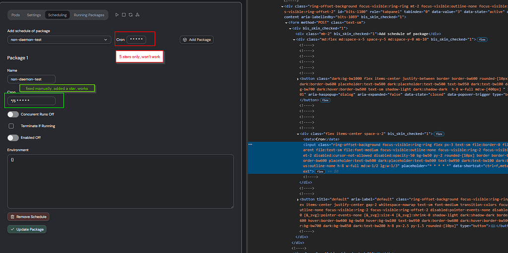 Cron expression placeholder is incomplete- won't run the schedules if ...